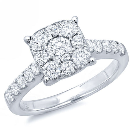 1.26ct 14k White Gold Diamond Cluster Ring Size 6.5