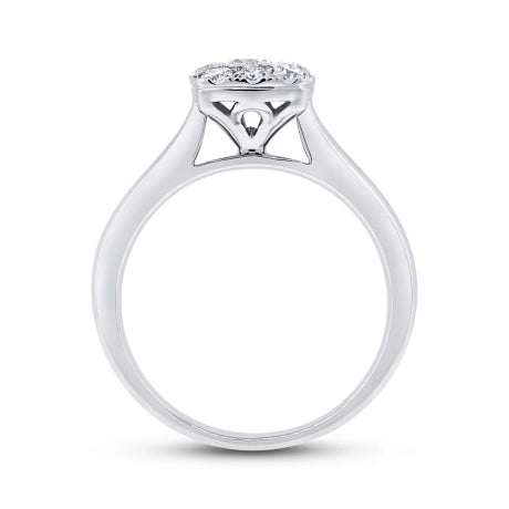 0.53ct 14k White Gold Diamond Wedding Set Cluster Size 6.5