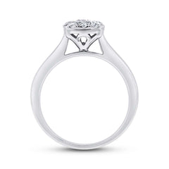 0.53ct 14k White Gold Diamond Wedding Set Cluster Size 6.5