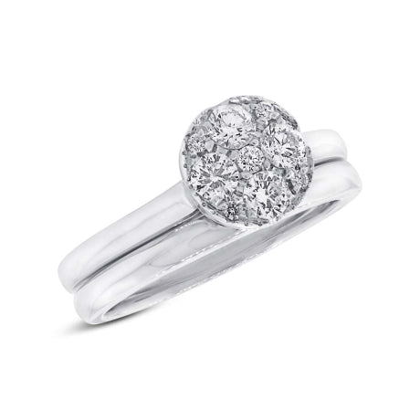 0.52ct 14k White Gold Diamond Cluster Wedding Set Size 6.5