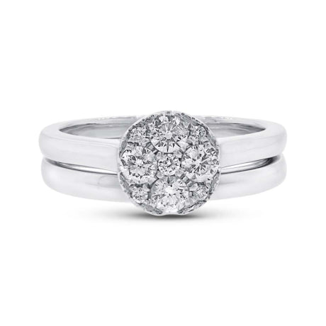 0.52ct 14k White Gold Diamond Cluster Wedding Set Size 6.5