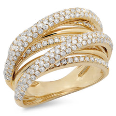 1.75ct 14k Yellow Gold Diamond Bridge Ring Size 9.5
