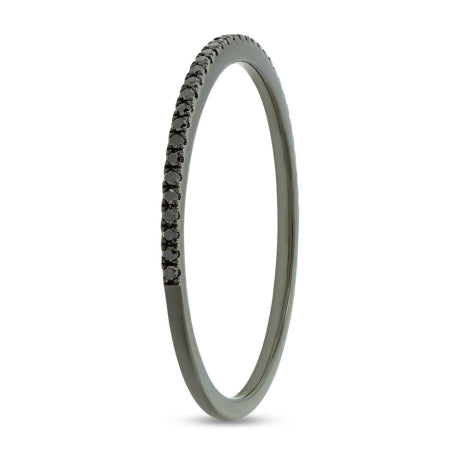 0.10ct 14k Black Rhodium Gold Black Diamond Lady's Band Size 4.5