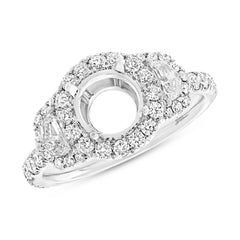 1.30ct 18k White Gold Diamond Semi-mount Ring for 1.50ct Center
