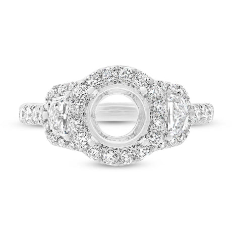 1.30ct 18k White Gold Diamond Semi-mount Ring for 1.50ct Center