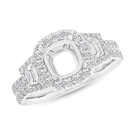 1.55ct 18k White Gold Diamond Semi-mount Ring for 7.2x7.2mm Center