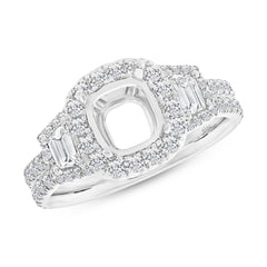 1.55ct 18k White Gold Diamond Semi-mount Ring for 7.2x7.2mm Center