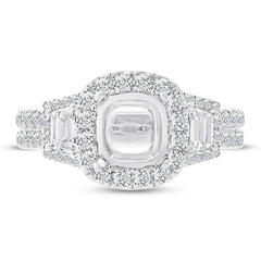 1.55ct 18k White Gold Diamond Semi-mount Ring for 7.2x7.2mm Center