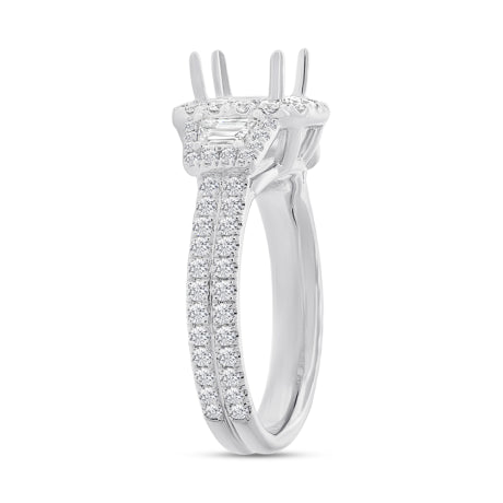 1.55ct 18k White Gold Diamond Semi-mount Ring for 7.2x7.2mm Center