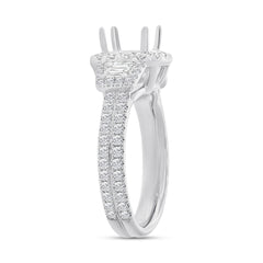 1.55ct 18k White Gold Diamond Semi-mount Ring for 7.2x7.2mm Center