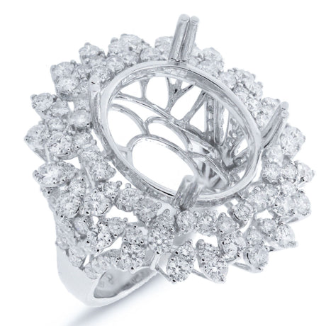 2.98ct 18k White Gold Diamond Semi-mount Ring Size 7.75