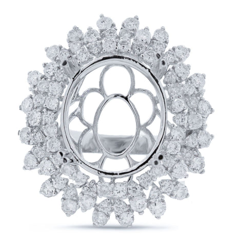 2.98ct 18k White Gold Diamond Semi-mount Ring Size 7.75