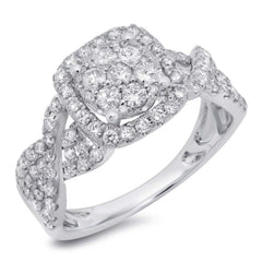 0.99ct 14k White Gold Diamond Cluster Engagement Ring Size 9.5