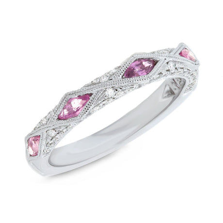 0.33ct Diamond & 0.47ct Pink Sapphire 14k White Gold Lady's Ring Size 6.5