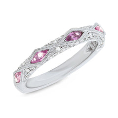 0.33ct Diamond & 0.47ct Pink Sapphire 14k White Gold Lady's Ring Size 6.5