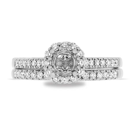 0.51ct 18k White Gold Diamond Semi-mount Ring 2-pc for 0.50ct Center