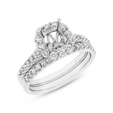 0.86ct 18k White Gold Diamond Semi-mount Ring 2-pc for 1.00ct Center