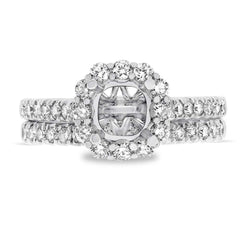 0.86ct 18k White Gold Diamond Semi-mount Ring 2-pc for 1.00ct Center