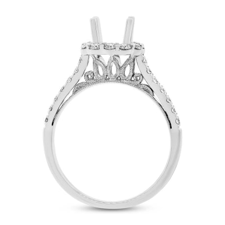 0.86ct 18k White Gold Diamond Semi-mount Ring 2-pc for 1.00ct Center