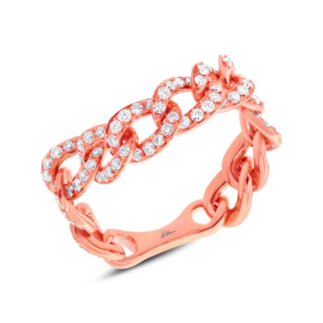 0.62ct 14k Rose Gold Diamond Chain Ring Size 8.75