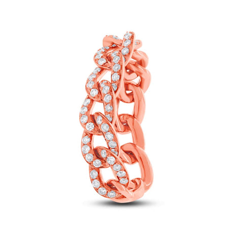0.62ct 14k Rose Gold Diamond Chain Ring Size 8.75