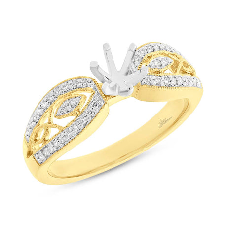 0.20ct 18k Yellow Gold Diamond Semi-mount Ring for 0.50ct Center
