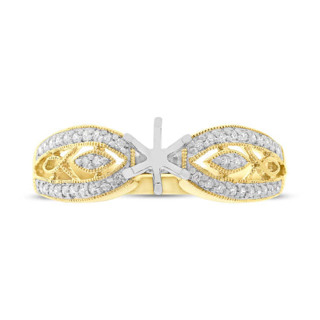 0.20ct 18k Yellow Gold Diamond Semi-mount Ring for 0.50ct Center