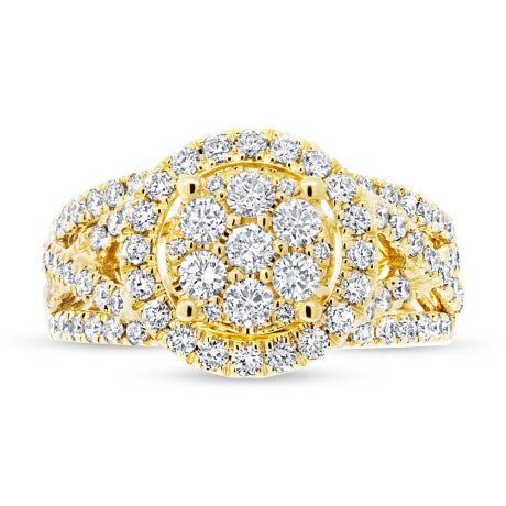1.02ct 14k Yellow Gold Diamond Cluster Engagement Ring Size 5