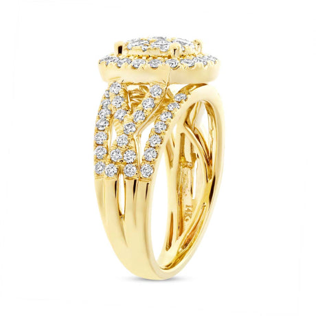 1.02ct 14k Yellow Gold Diamond Cluster Engagement Ring Size 5