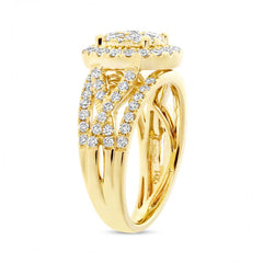 1.02ct 14k Yellow Gold Diamond Cluster Engagement Ring Size 5