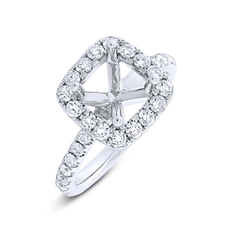 0.88ct 14k White Gold Diamond Semi-mount Ring for 7x7mm Center Size 6