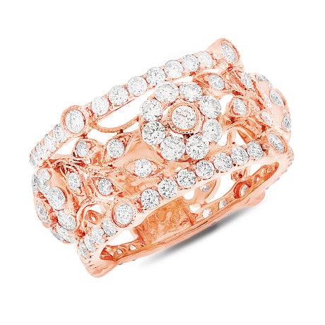 2.74ct 14k Rose Gold Diamond Flower Lady's Ring