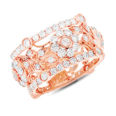 2.74ct 14k Rose Gold Diamond Flower Lady's Ring