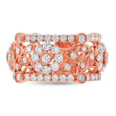2.74ct 14k Rose Gold Diamond Flower Lady's Ring