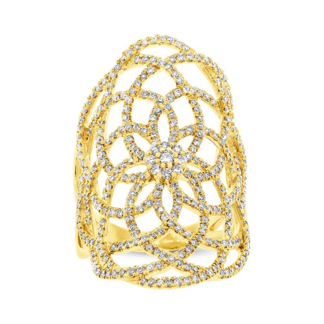 1.15ct 14k Yellow Gold Diamond Lace Lady's Ring
