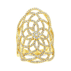 1.15ct 14k Yellow Gold Diamond Lace Lady's Ring