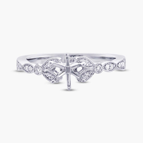 0.20ct 14k White Gold Diamond Semi-mount Ring Size 4.5