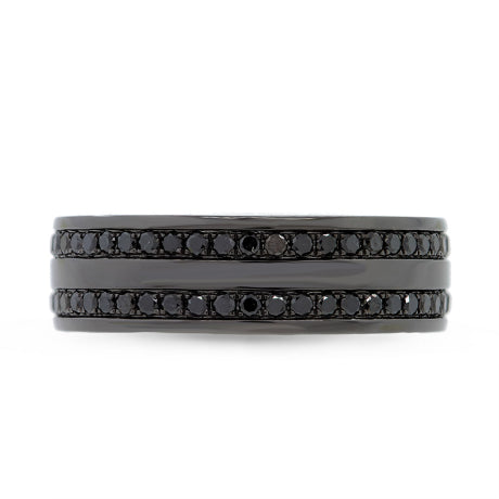 0.86ct 14k Black Rhodium Gold Black Diamond Men's Band Size 9.5