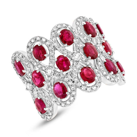 0.92ct Diamond & 2.65ct Ruby 14k White Gold Ring Size 5