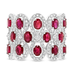 0.92ct Diamond & 2.65ct Ruby 14k White Gold Ring Size 5
