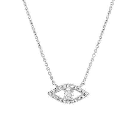 0.14ct White Gold Diamond Eye Necklace