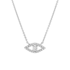 0.14ct White Gold Diamond Eye Necklace