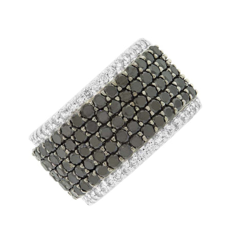 3.05ct 14k White Gold Black & White Diamond Pave Ring