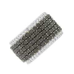 3.05ct 14k White Gold Black & White Diamond Pave Ring
