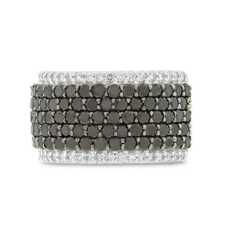 3.05ct 14k White Gold Black & White Diamond Pave Ring