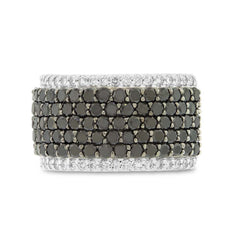 3.05ct 14k White Gold Black & White Diamond Pave Ring