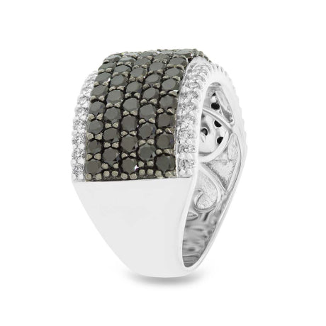 3.05ct 14k White Gold Black & White Diamond Pave Ring