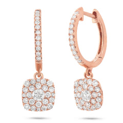 0.70ct 14k Rose Gold Diamond Cluster Earring