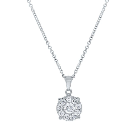 0.50ct 14k White Gold Diamond Cluster Pendant