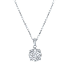 0.50ct 14k White Gold Diamond Cluster Pendant